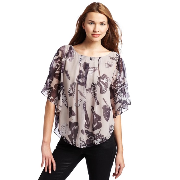 🦋 Ted Baker London, Capra Butterfly Batwing Ruffled Blouse - Picture 5 of 16